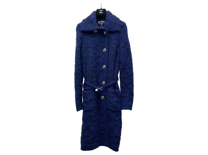 Chanel Navy Cashmere Belted Long Coat Multiple colors