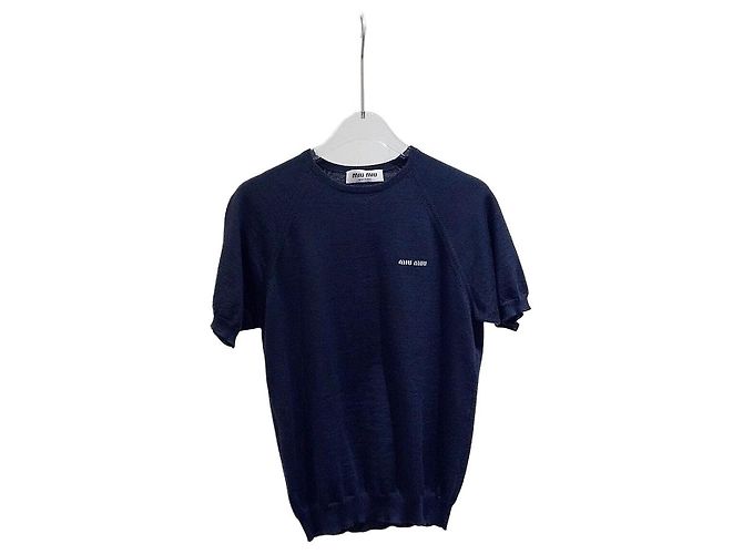 Top Miu Miu de algodón azul marino