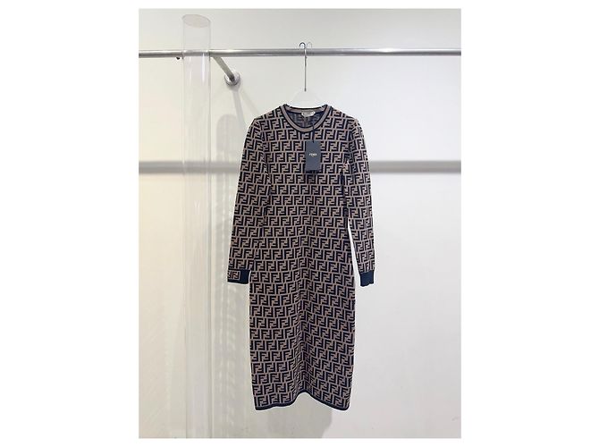 Vestido Maxi Fendi Estampado Logo FF Viscosa Multicolor