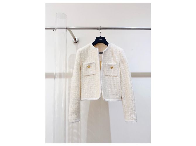 Céline Tweed Jacket White Size 38 Multiple colors
