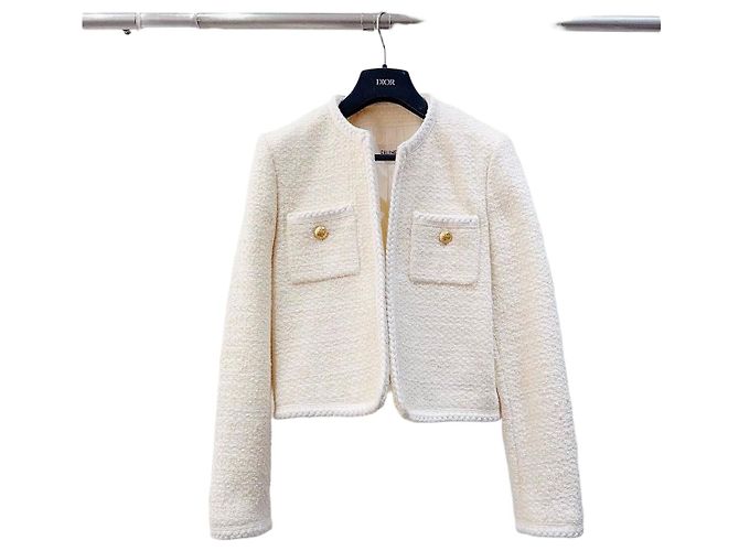 Céline Tweed Jacket White Size 38
