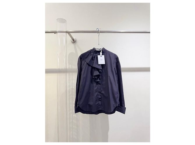 Autre Marque Top Dior Navy de algodón con volantes Multicolor