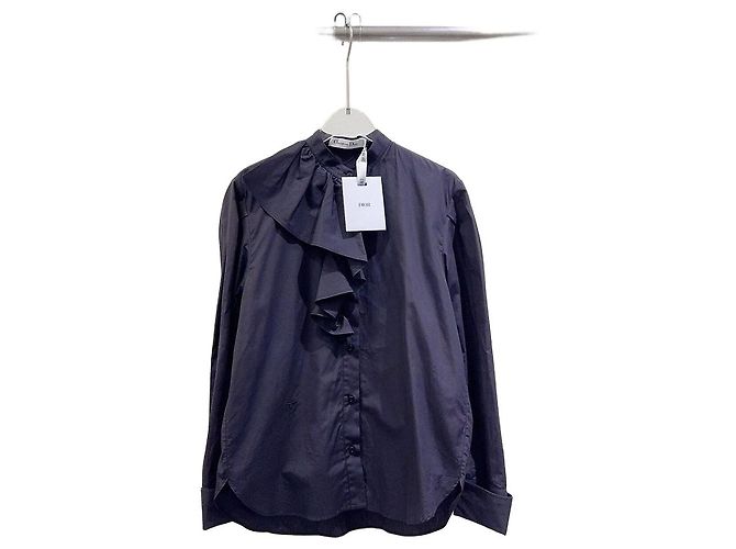 Top Dior Navy de algodón con volantes Multicolor