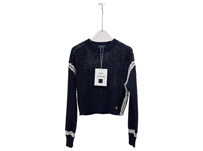 Chanel Punto Crochet de Seda Negro