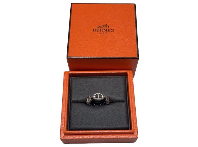 Anel Hermès Prata Metal Tamanho 51 Multicor