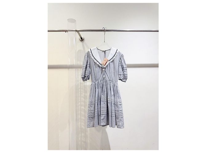 Vestido Miu Miu de algodón con estampado vichy y cuello marinero Multicolor