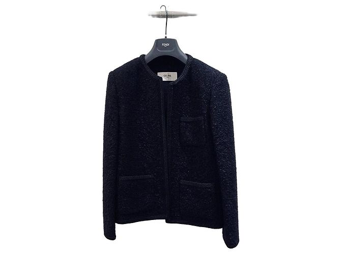 Céline Black Tweed Jacket Size 42