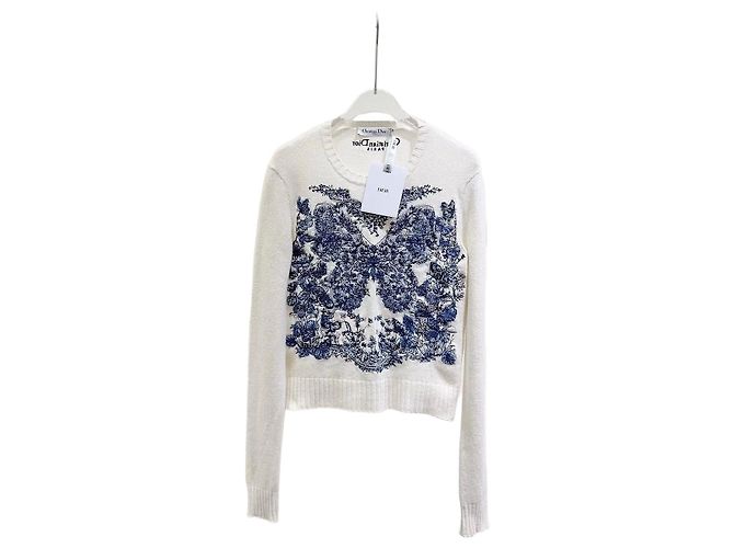 Dior Kaschmir Strickware Schmetterling Blumenmuster Mehrfarben