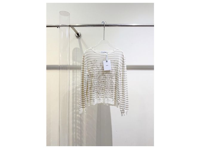 Autre Marque Top Dior in lino a righe metallizzate Multicolore