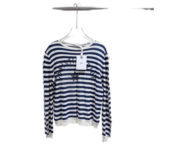 Top de malha riscada Dior Lucky Star em algodão Multicor