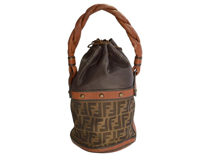 Borsa a secchiello Fendi Zucca monogramma Marrone