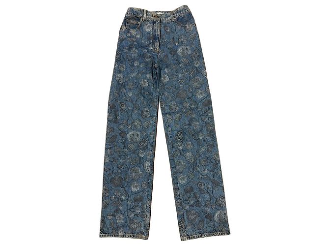 Jeans Chanel Stampa Floreale Blu Grigio antracite