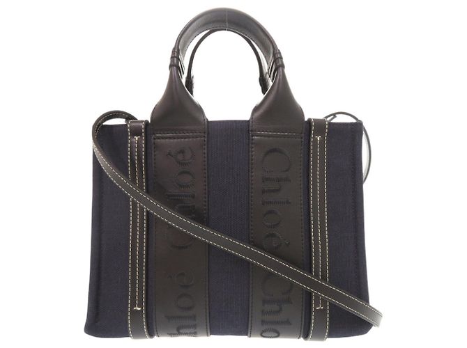 Sac cabas Chloé Woody Small Noir Bleu Marine