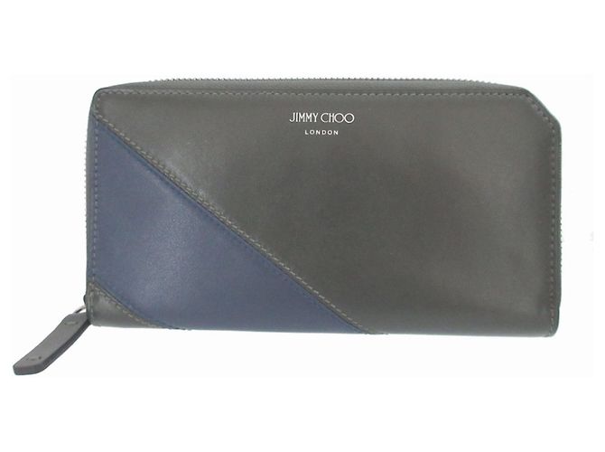 Jimmy Choo Leather Bi-Fold Long Wallet Blue Green