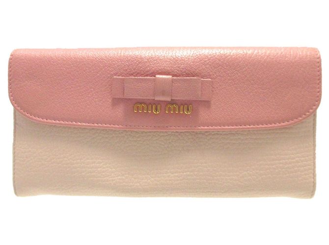 Cartera bi-fold de piel rosa Miu Miu