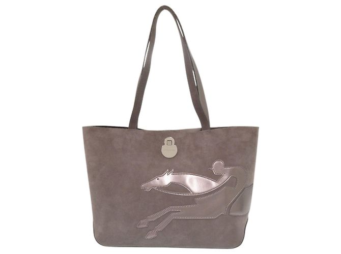 Longchamp Suede Tote Bag Brown