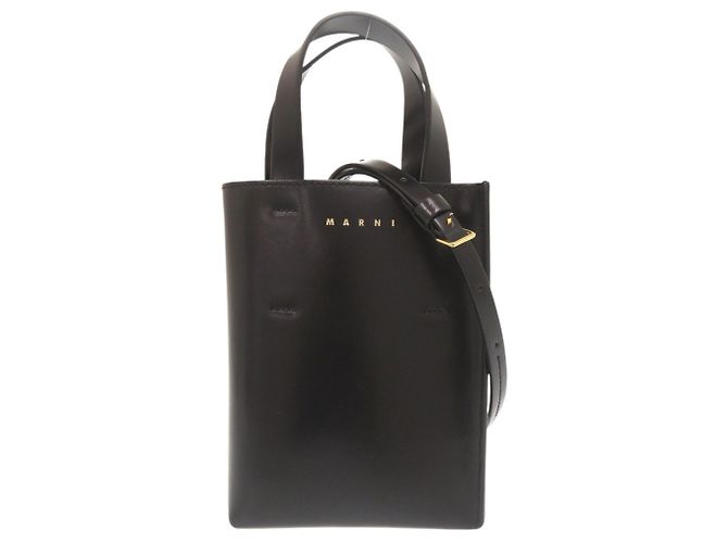 Borsa a mano Marni Museo Nano in pelle nera Nero