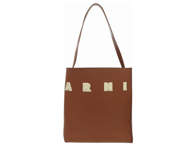 Bolsa de ombro hobo pequena em couro Marni Marrom Cru