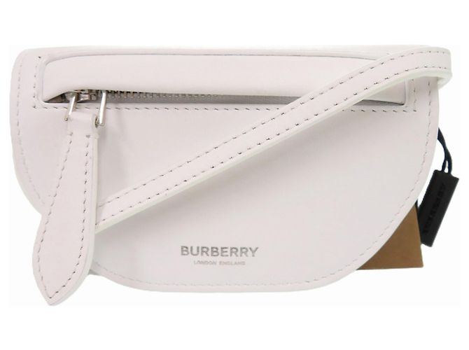 Bolsa de ombro micro Burberry Mini Olympia em couro de bezerro branco