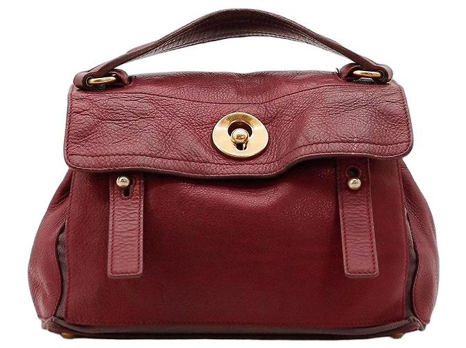 Mala Yves Saint Laurent Muse Two Top Handle em couro borgonha Bordeaux