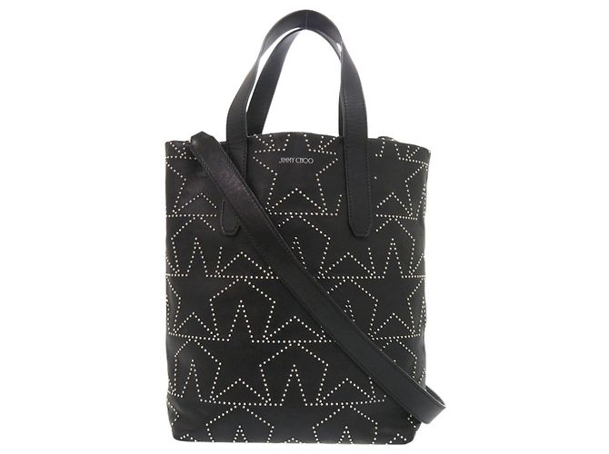 Saco Tote em couro preto com tachas Sofia Star da Jimmy Choo