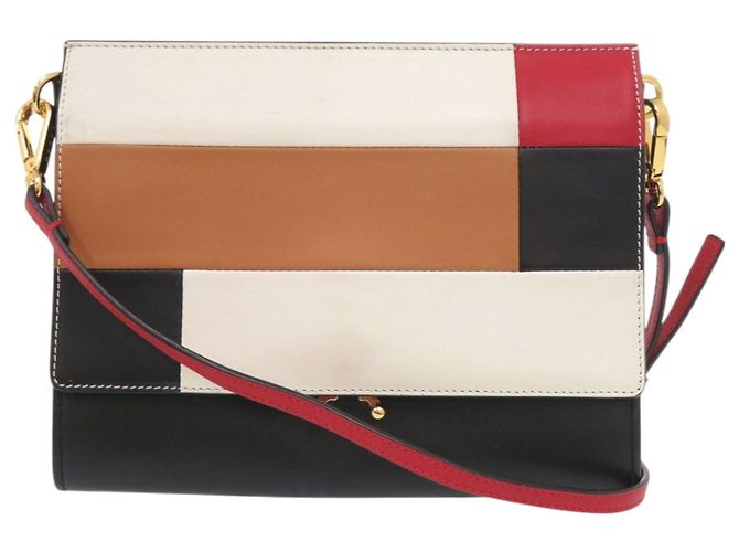 Borsa a tracolla Trunk in pelle Marni Nero Bianco Rosso