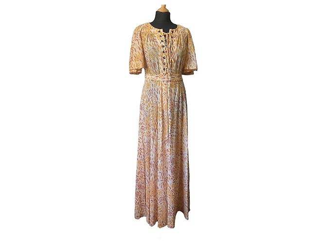 Autre Marque Ted Lapidus Maxikleid mit Print Beige Orange