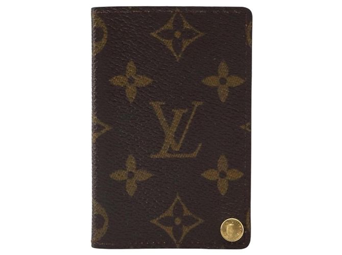 Louis Vuitton Porte Cartes Pression Card Case Monogram Canvas Marrone