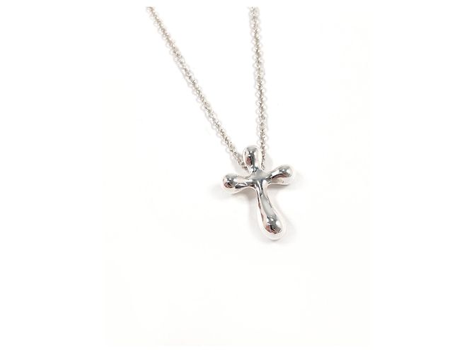 Autre Marque Tiffany Cross Mini Elsa Peretti Halskette Silber
