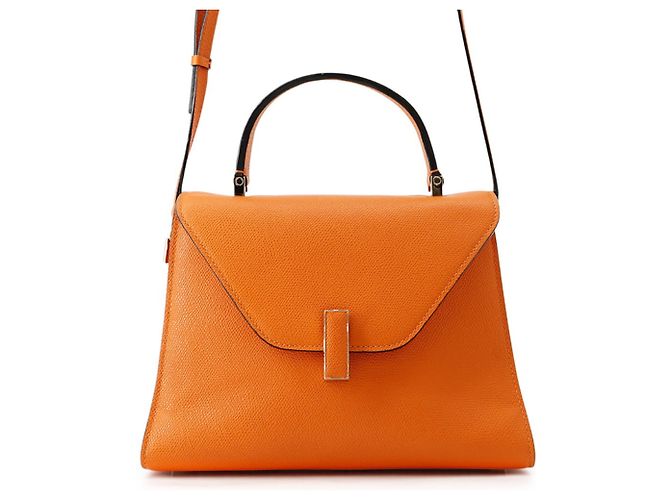mala de mão em couro Iside Medium Valextra Laranja