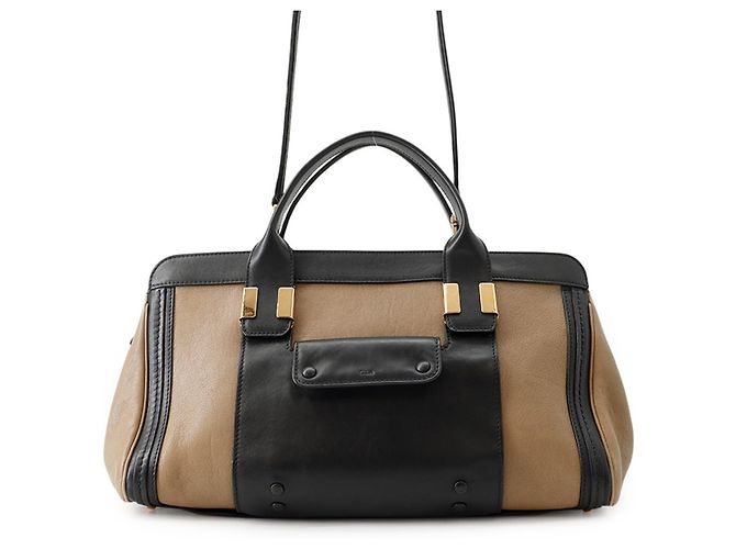 Bolsa de mão em couro Chloé Chloe Alice Marrom Preto