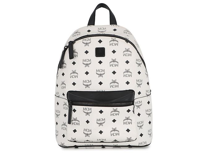 Mochila de couro MCM Visetos Stark Preto Branco
