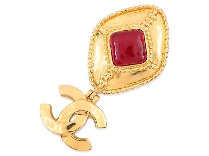 Spilla Chanel Oro e Rossa Rosso D'oro