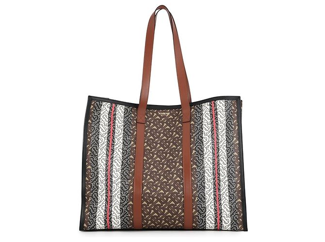 Saco Tote Burberry TB Monogram em couro Marrom Multicor