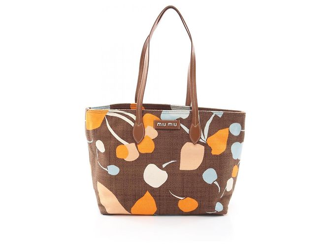 Saco Tote Miu Miu em Tessuto estampado Marrom Multicor