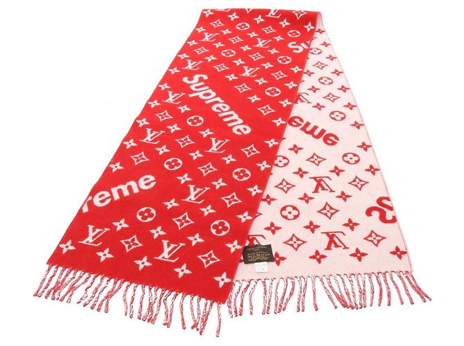 Écharpe Louis Vuitton Supreme Monogram Rouge Beige