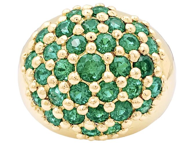Autre Marque Anel bola, ouro amarelo e esmeraldas.
