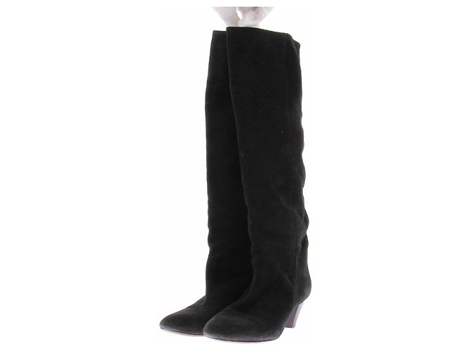 Isabel Marant Etoile Bottes noires en daim Black