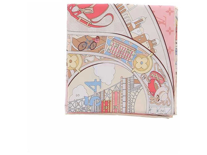 Louis Vuitton Lenço de seda rosa 90 cm