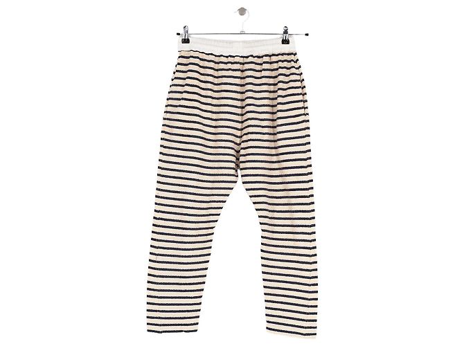 Autre Marque Pantalones rectos beige de algodón BASSIKE