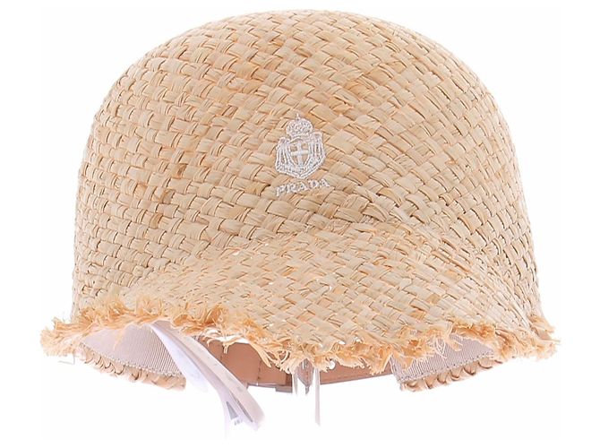 Prada Baseballkappe aus Raffia Beige