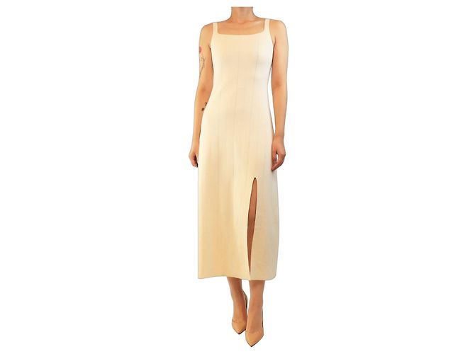 Autre Marque Ärmelloses Strick-Midikleid in Creme - Größe XL Roh