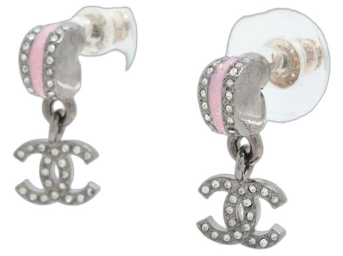Chanel Silver Coco Mark C25B drop earrings Silvery