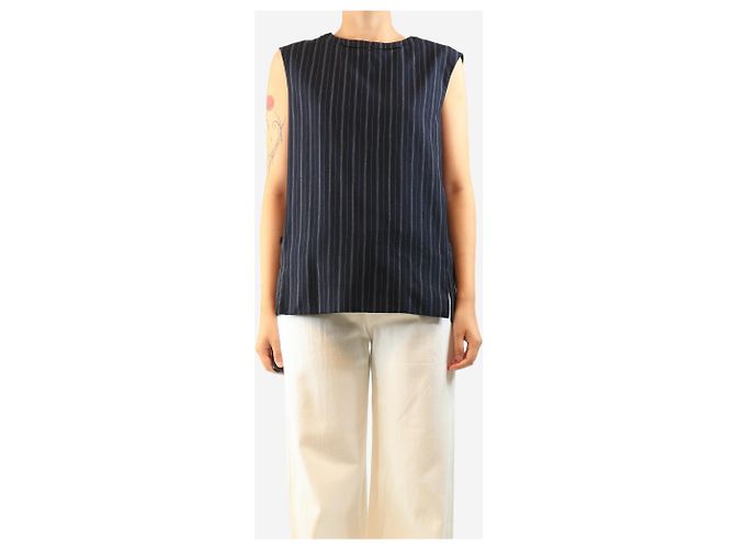 Jil Sander Top riscado sem mangas azul marinho - size M