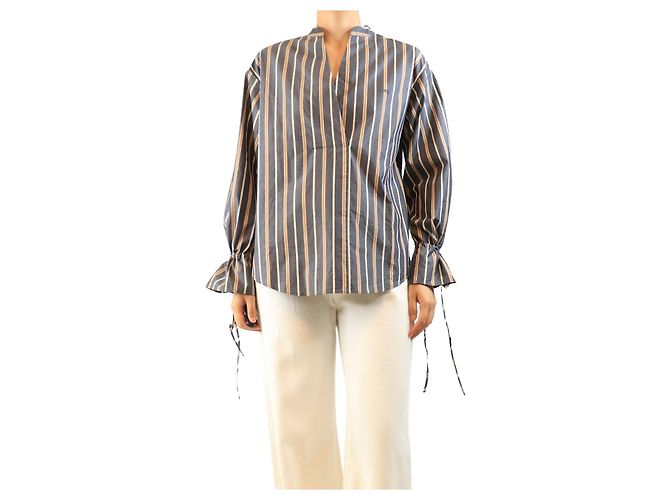 See by Chloé Blusa a righe grigie con scollo a V - size UK 10 Grigio