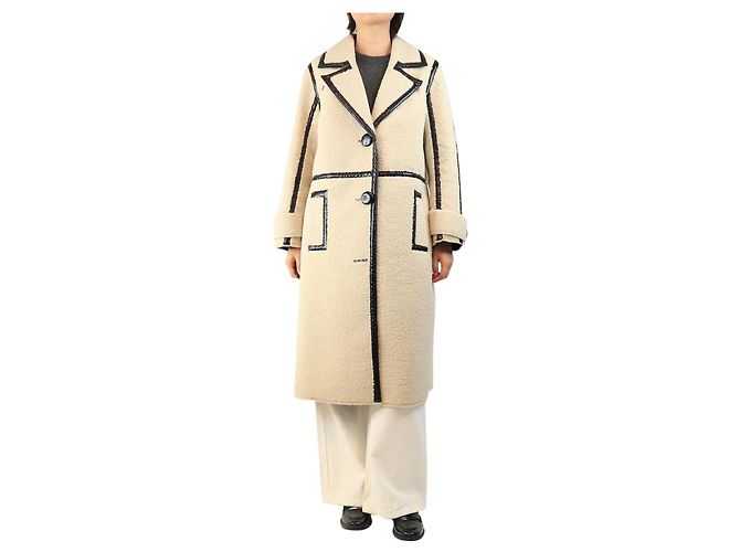 Autre Marque Cream Ticora shearling coat - size UK 12