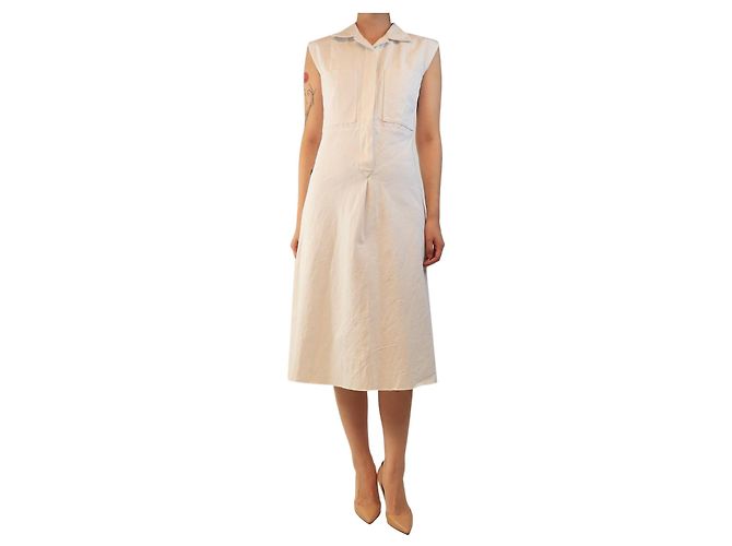 Autre Marque Ärmelloses Midi-Hemdkleid in Weiß - size UK 12