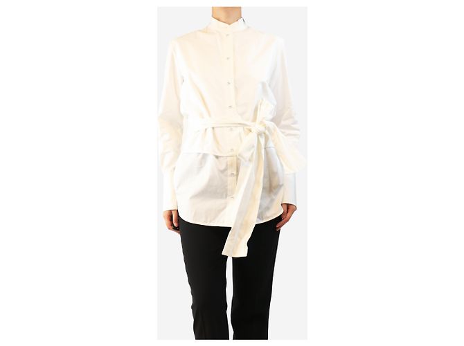 Victoria Beckham Camicia bianca con cintura - size UK 10 Bianco