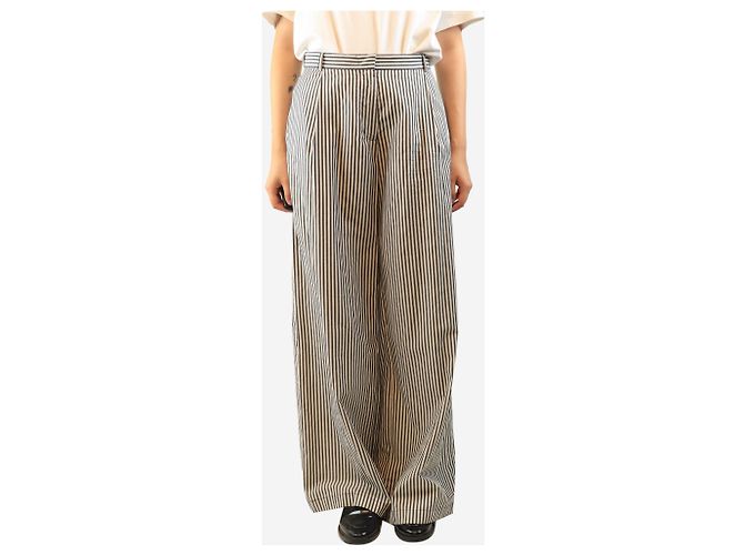 Sessun Pantalones de algodón a rayas gris oscuro - size UK 10