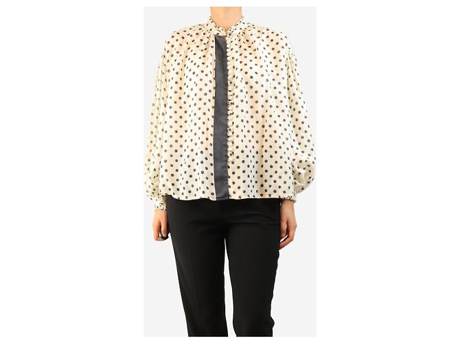 Autre Marque Blusa de bolinhas brancas - size M Branco